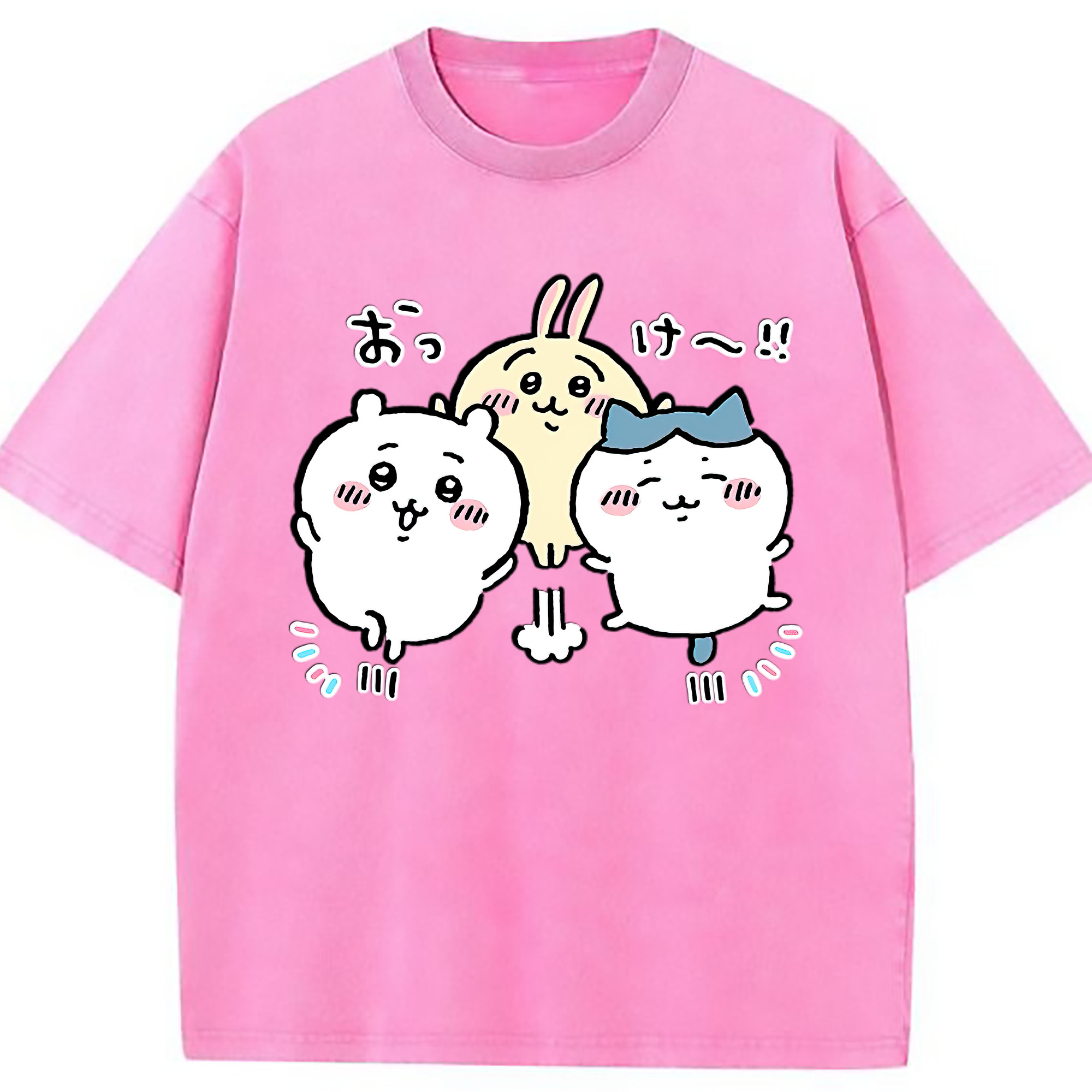 （画像用） ちいかわ ちいかわ Chii-kawa chiikawa 綿100% ヴィンテージ風 半袖Tシャツ（フロントプリント）